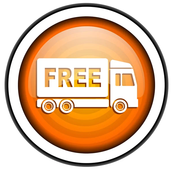 Free delivery orange glossy icon isolated on white background — Stock Photo, Image