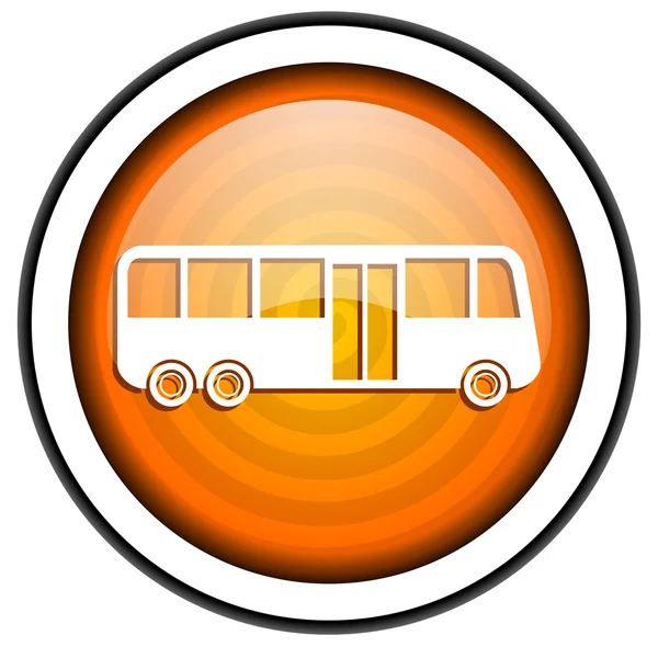 Bus oranje glanzende pictogram geïsoleerd op witte achtergrond — Stockfoto