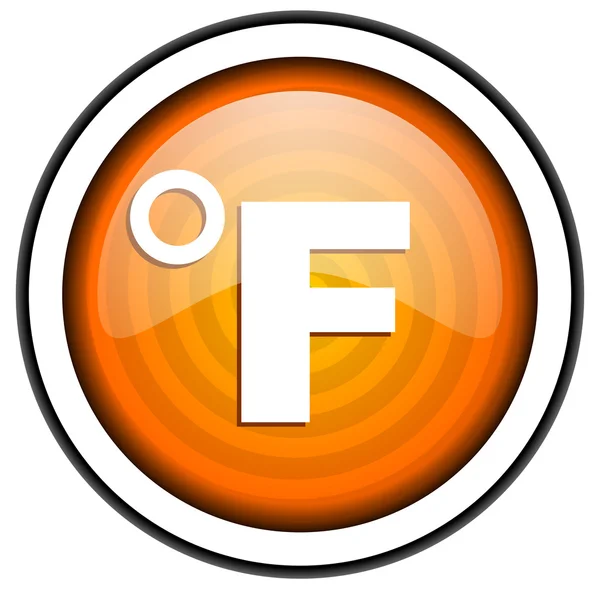 Fahrenheit icona lucida arancione isolata su sfondo bianco — Foto Stock