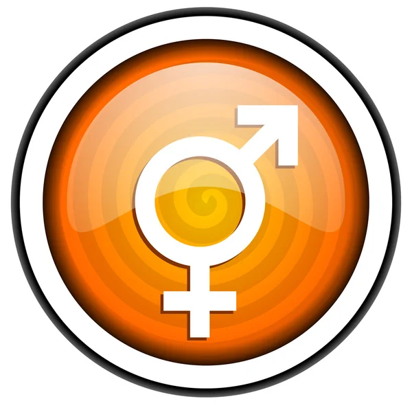 Sex Orange Hochglanz-Symbol isoliert auf weißem Hintergrund — Stockfoto
