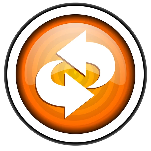 Drehen orange Hochglanz-Symbol isoliert auf weißem Hintergrund — Stockfoto