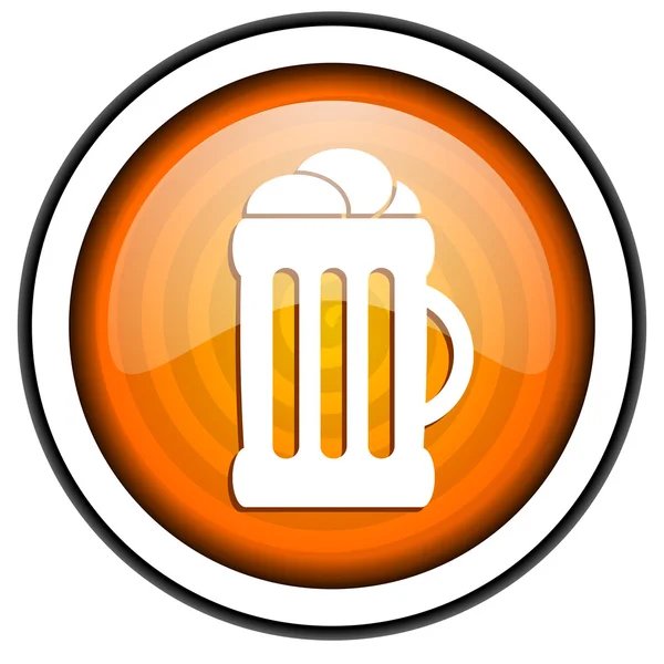 Narancs sör fényes ikon elszigetelt fehér background — Stock Fotó