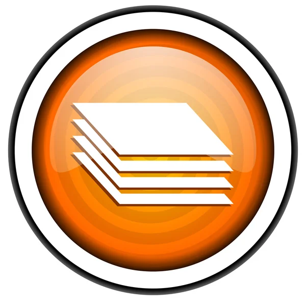 Strati arancione icona lucida isolato su sfondo bianco — Foto Stock