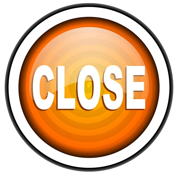 Close orange glossy icon isolated on white background — Stock Photo, Image