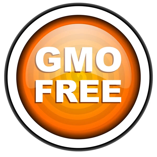 Иконка gmo free оранжевого цвета выделена на белом фоне — стоковое фото