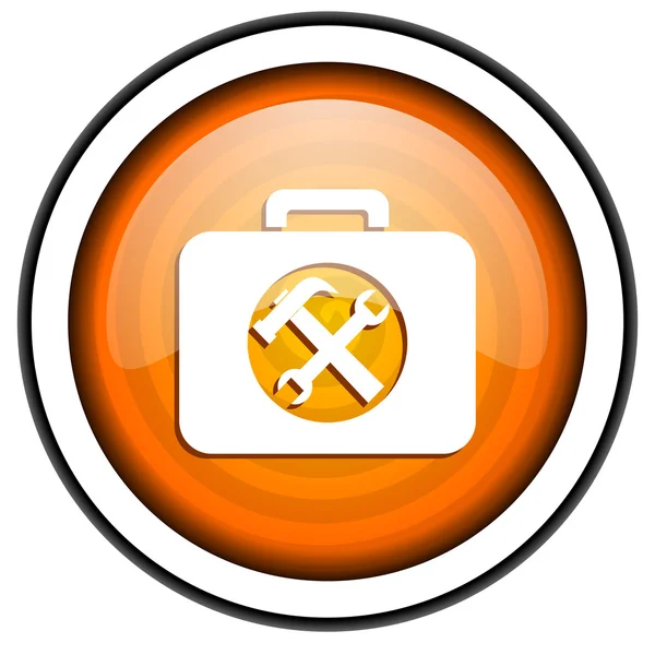 Kit de herramientas naranja icono brillante aislado sobre fondo blanco —  Fotos de Stock