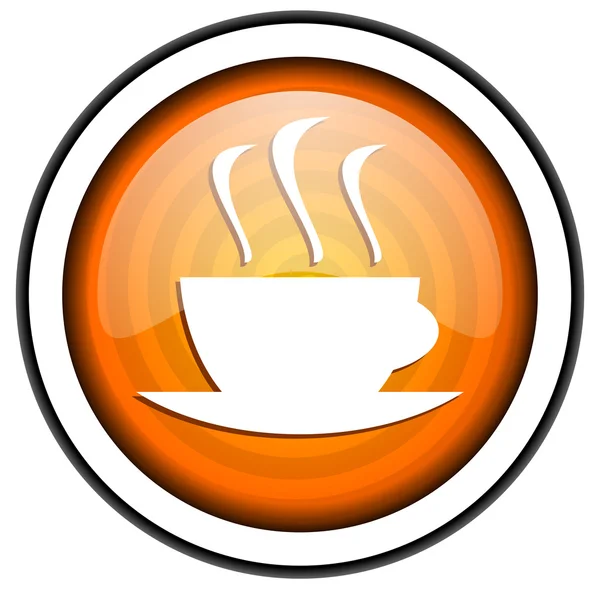 Kaffee orange Hochglanz-Symbol isoliert auf weißem Hintergrund — Stockfoto