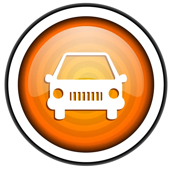 Bil orange glansig ikonen isolerad på vit bakgrund — Stockfoto