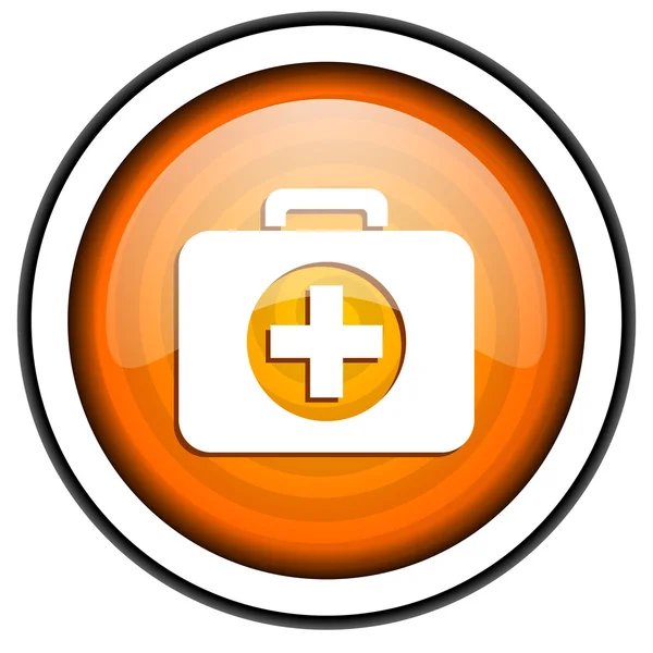 Kit di pronto soccorso arancione icona lucida isolato su sfondo bianco — Foto Stock