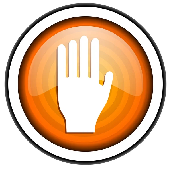 Stop orange błyszczący ikona na białym tle — Zdjęcie stockowe