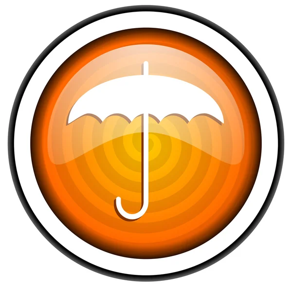 Зонтик оранжевый глянцевый значок изолирован на белом фоне — стоковое фото