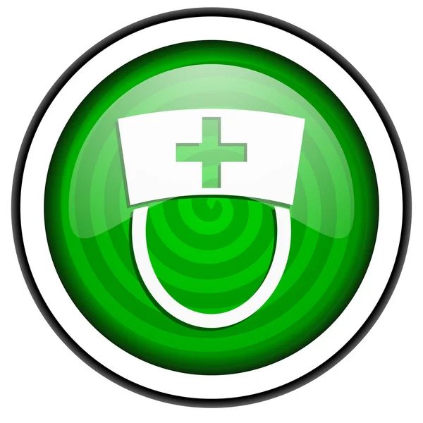 Enfermeira ícone brilhante verde isolado no fundo branco — Fotografia de Stock