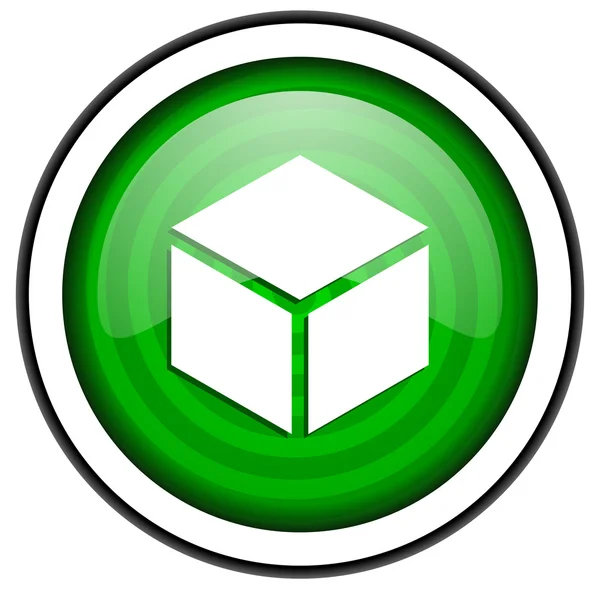 Box gröna glänsande ikonen isolerad på vit bakgrund — Stockfoto
