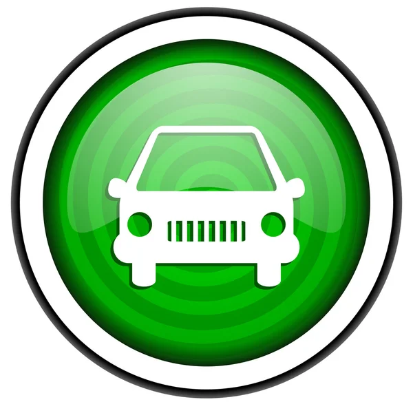 Carro ícone brilhante verde isolado no fundo branco — Fotografia de Stock