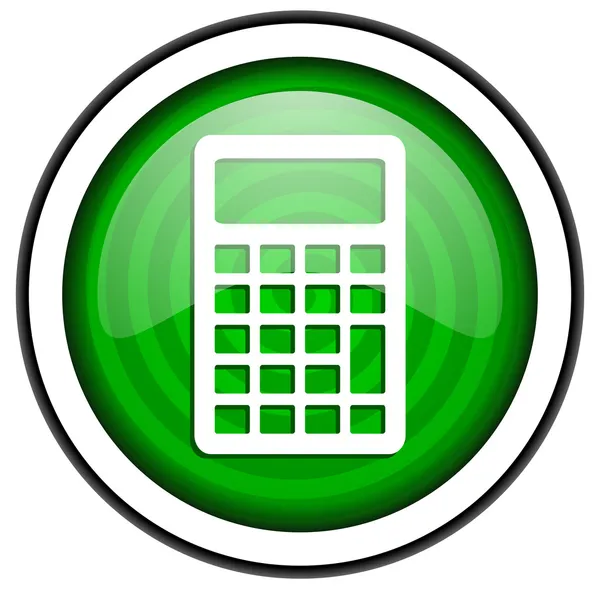 Kalkulačka zelené lesklé ikona izolovaných na bílém pozadí — Stock fotografie