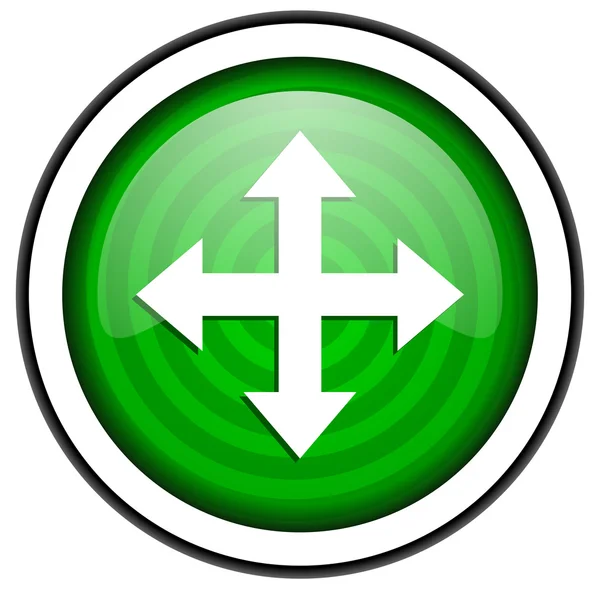 Mover seta ícone brilhante verde isolado no fundo branco — Fotografia de Stock