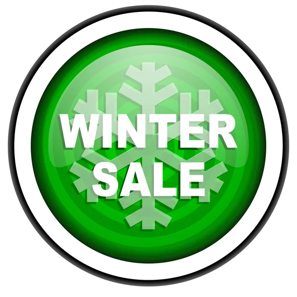 Зимняя продажа зеленый глянцевый значок на белом фоне — стоковое фото