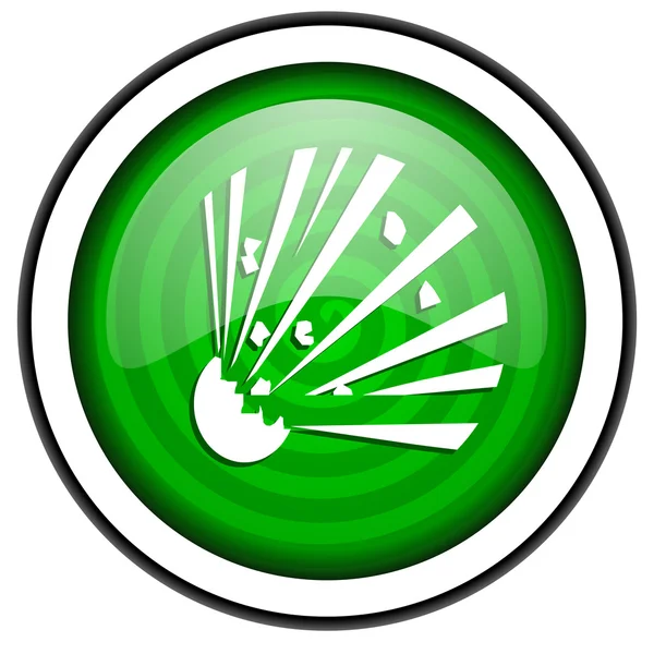 Bomb green glossy icon isolated on white background — Stock Photo, Image