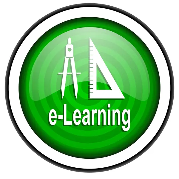 E-learning icono brillante verde aislado sobre fondo blanco — Foto de Stock