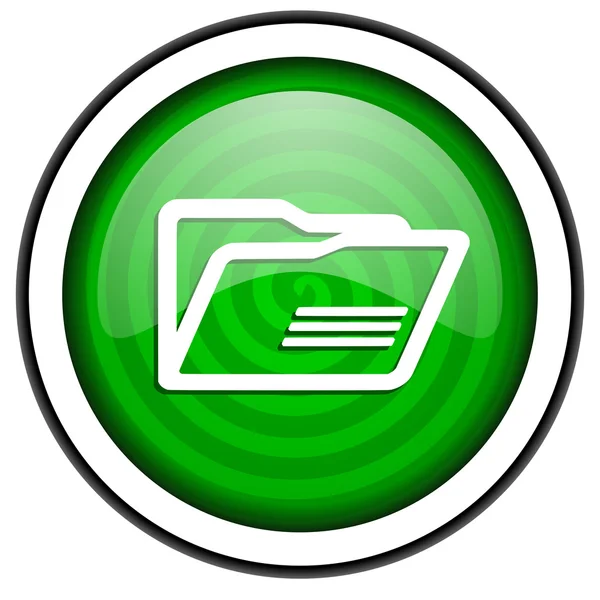 Folder green glossy icon isolated on white background — Stock Photo, Image