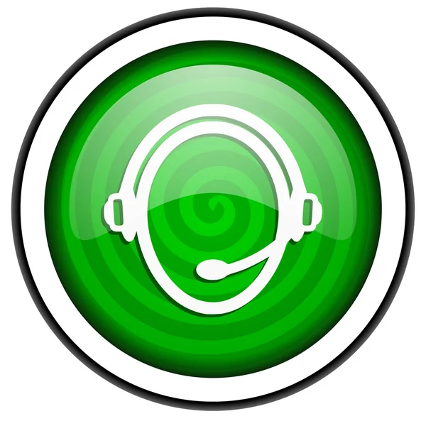 Servizio clienti icona verde lucido isolato su sfondo bianco — Foto Stock