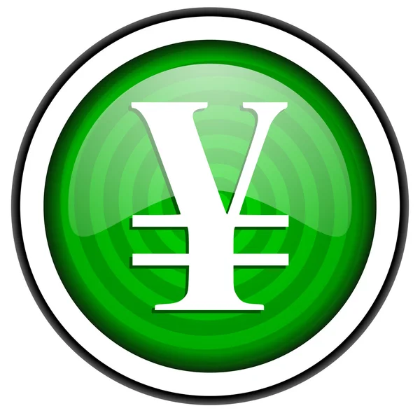 Yen green glossy icon isolated on white background — Stock Photo, Image