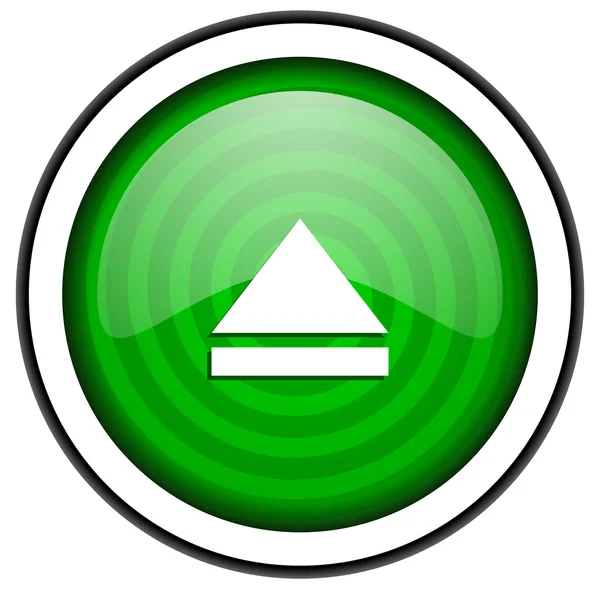 Espulsione icona verde lucido isolato su sfondo bianco — Foto Stock