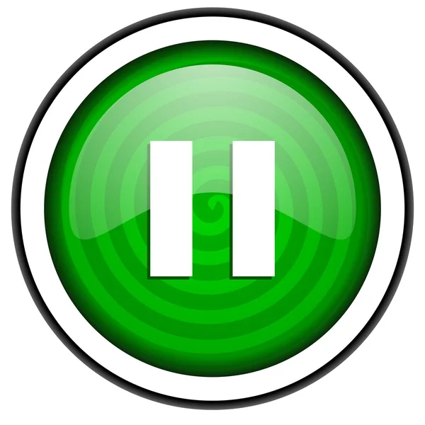 Pausa ícone brilhante verde isolado no fundo branco — Fotografia de Stock