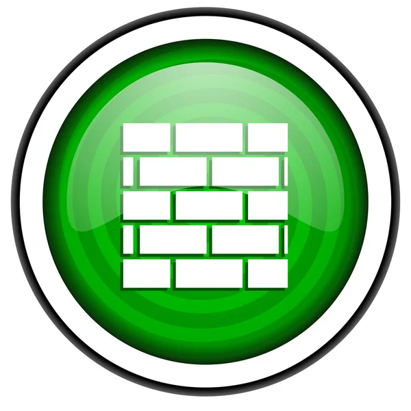Firewall icona lucida verde isolato su sfondo bianco — Foto Stock