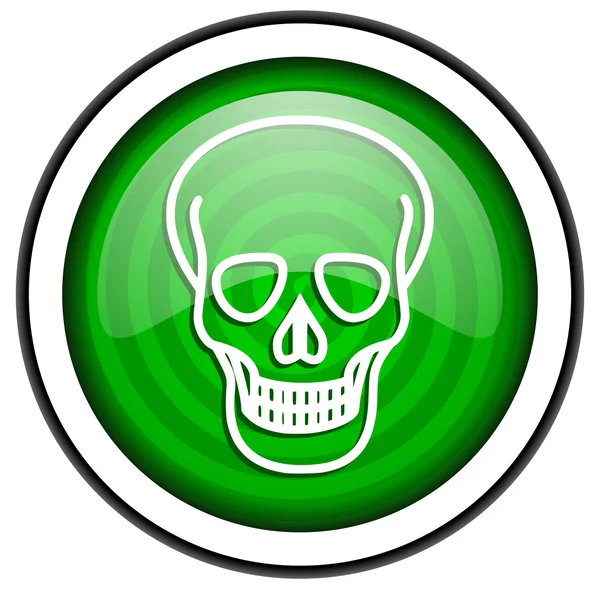 Skull green glossy icon isolated on white background — Stock Photo, Image