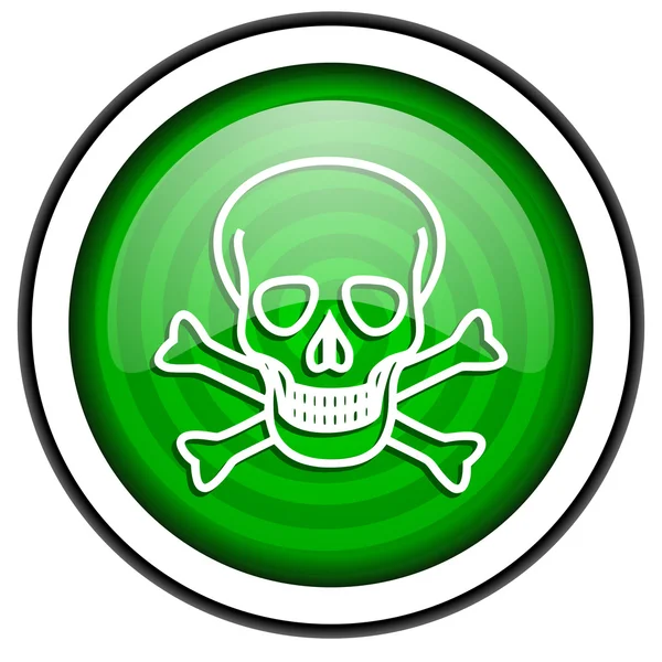 Skull green glossy icon isolated on white background — Stock Photo, Image