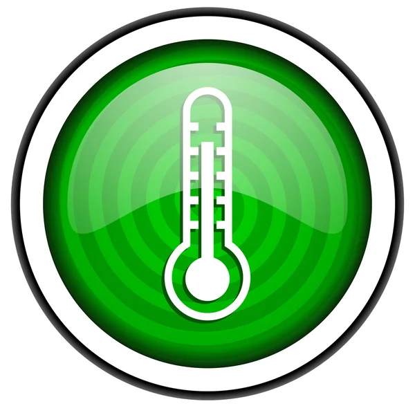 Thermomètre icône brillante verte isolée sur fond blanc — Photo