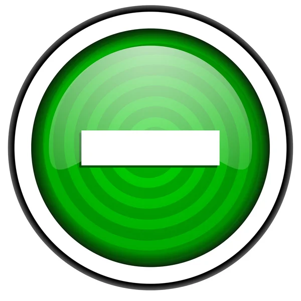 Menos ícone brilhante verde isolado no fundo branco — Fotografia de Stock