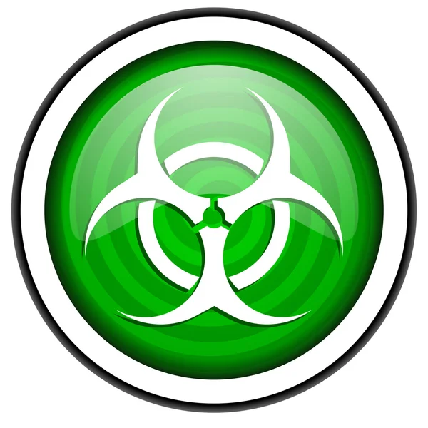 Вірус зелений глянцевий значок ізольований на білому тлі — стокове фото