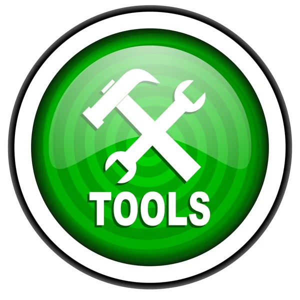 Werkzeuge grün glänzend Symbol isoliert auf weißem Hintergrund — Stockfoto
