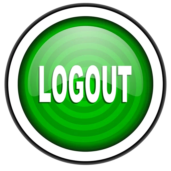 Logout grünes Hochglanzsymbol isoliert auf weißem Hintergrund — Stockfoto