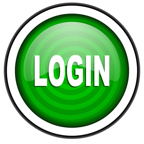 Login groene glanzende pictogram geïsoleerd op witte achtergrond — Stockfoto