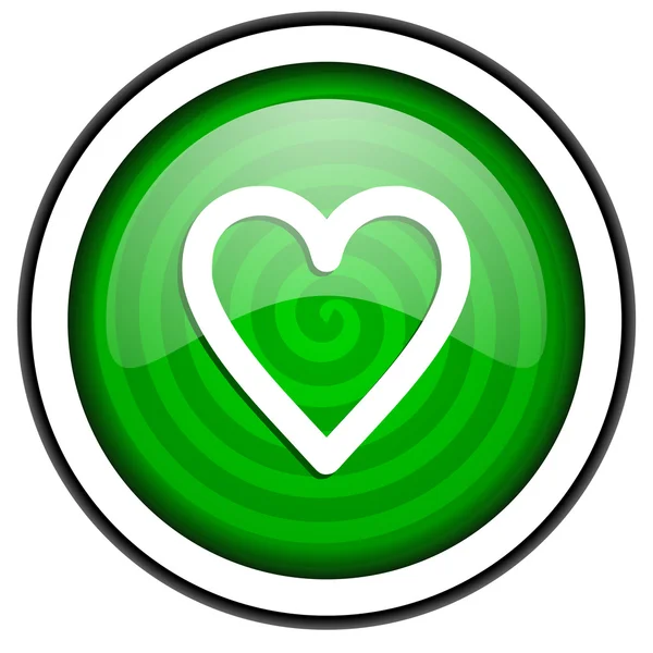 Heart green glossy icon isolated on white background — Stock Photo, Image