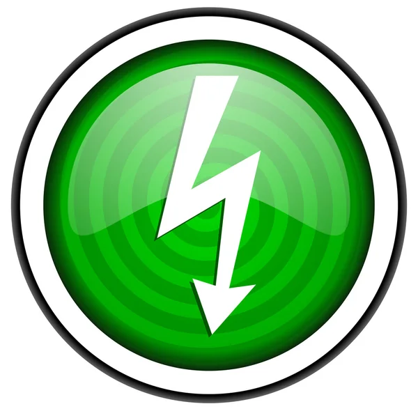 Lightning green glossy icon isolated on white background — Stock Photo, Image