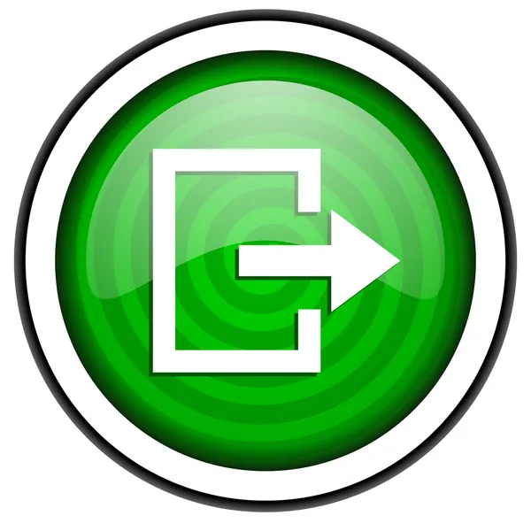 Uscita icona lucida verde isolato su sfondo bianco — Foto Stock