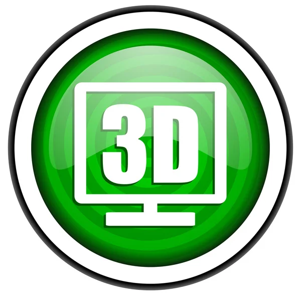Glanzende pictogram van 3D beeldscherm groene geïsoleerd op witte achtergrond — Stockfoto