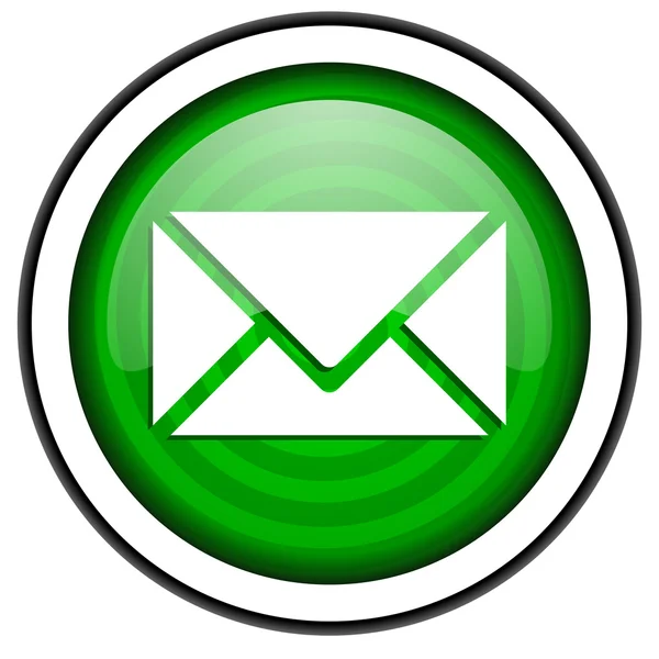 Mail grünes Hochglanz-Symbol isoliert auf weißem Hintergrund — Stockfoto