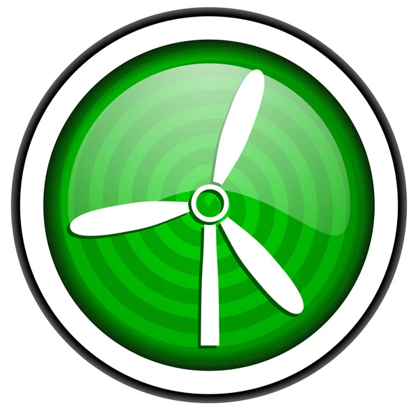 Väderkvarn gröna glänsande ikonen isolerad på vit bakgrund — Stockfoto