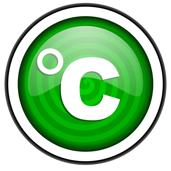 Celsius verde icono brillante aislado sobre fondo blanco —  Fotos de Stock