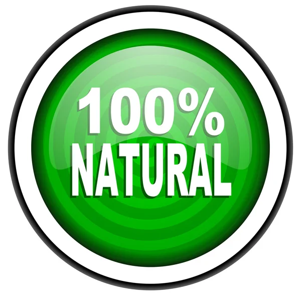 Натуральный зеленый глянцевый значок на белом фоне — стоковое фото