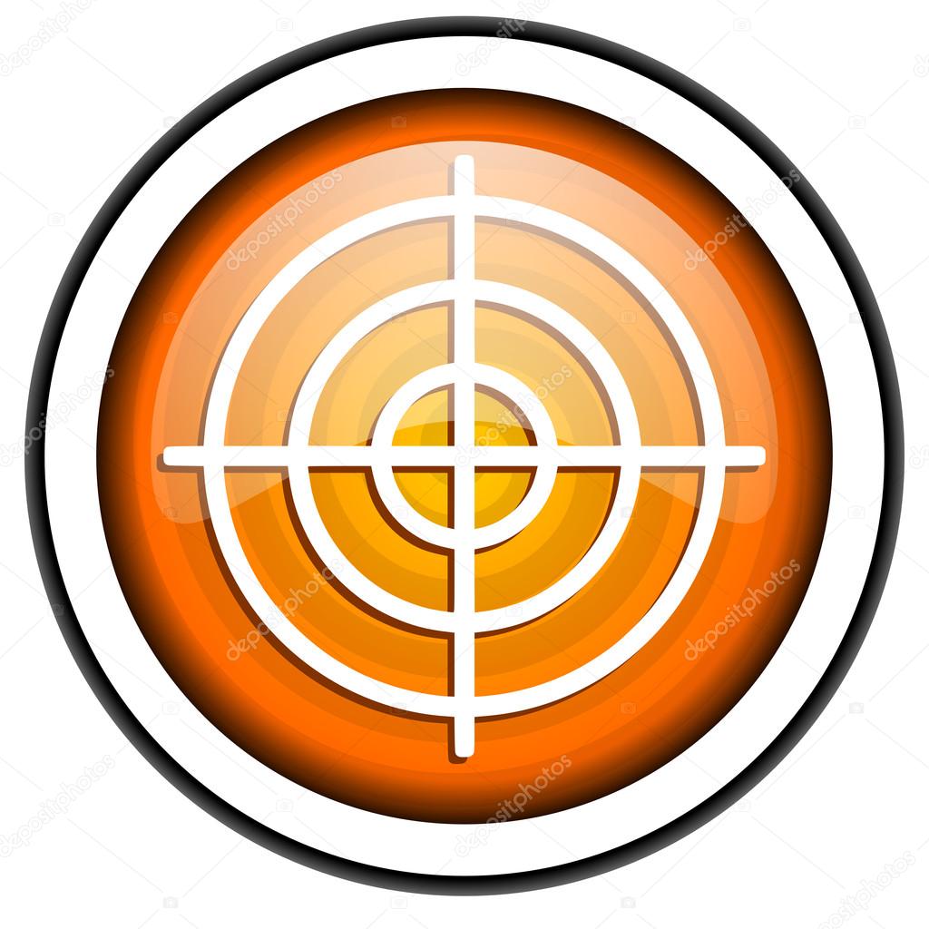 Target orange glossy icon isolated on white background — Stock Photo ...