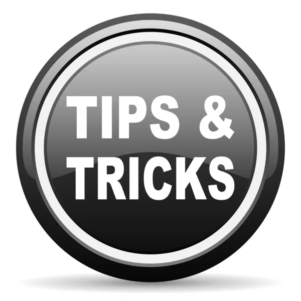 Tips black glossy icon on white background — Stock Photo, Image