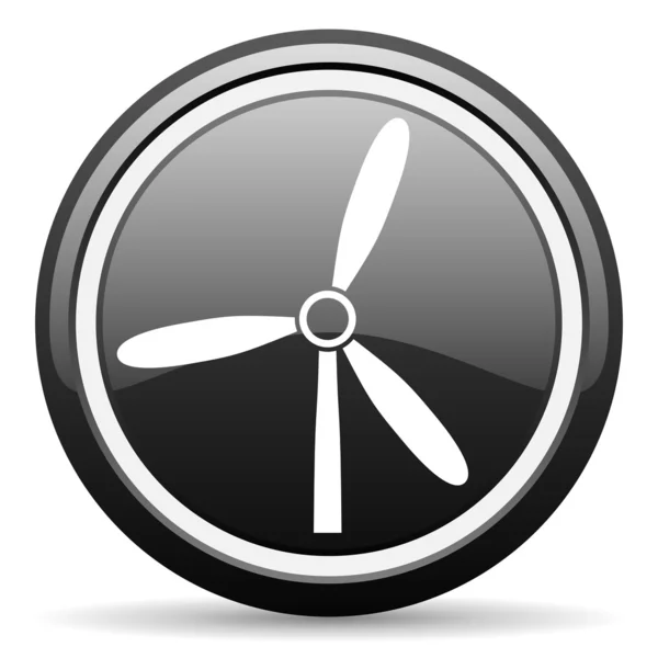 Windmill black glossy icon on white background — Stock Photo, Image