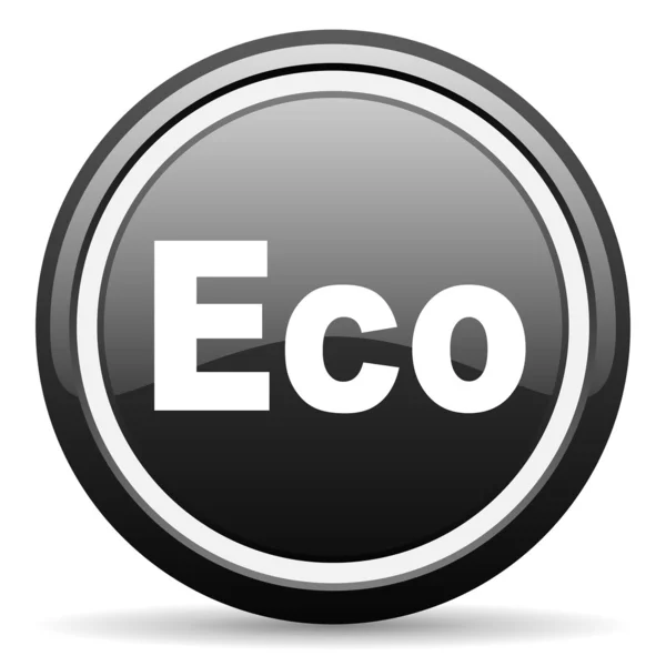 Eco black glossy icon on white background — Stock Photo, Image