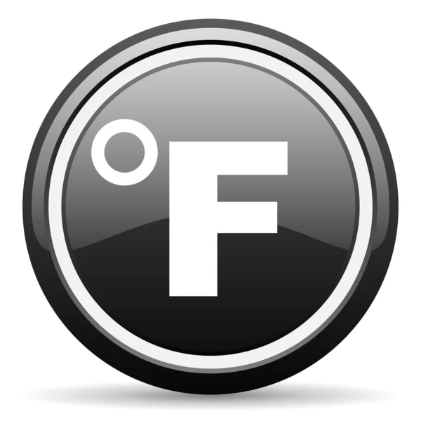 Fahrenheit icona lucida nera su sfondo bianco — Foto Stock